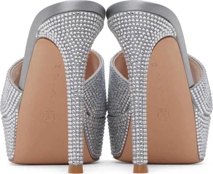 Gianvito Rossi Silver Crystal Tracey Heeled Sandals - Image 2