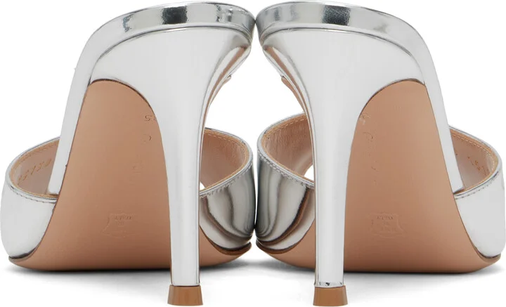 Gianvito Rossi Silver Elle 85 Mules - Image 2