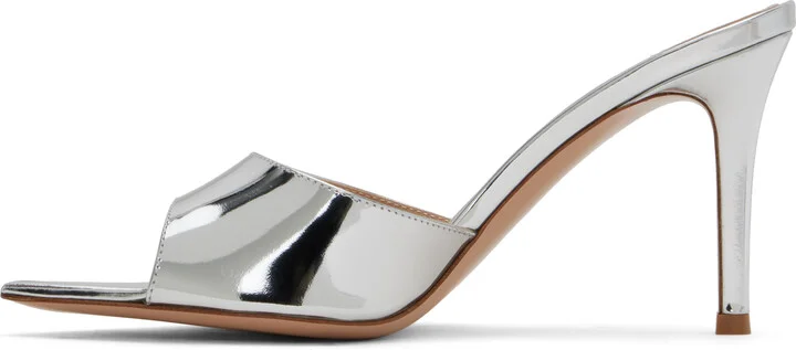 Gianvito Rossi Silver Elle 85 Mules - Image 3