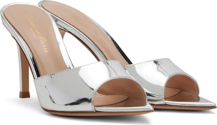 Gianvito Rossi Silver Elle 85 Mules - Image 4