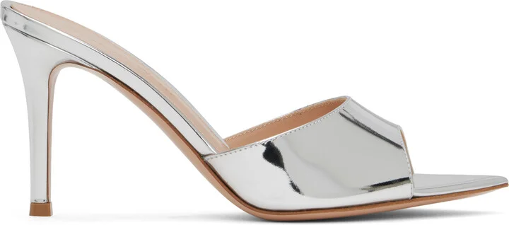Gianvito Rossi Silver Elle 85 Mules