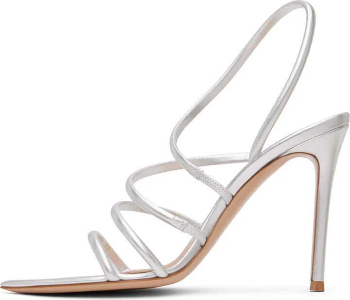 Gianvito Rossi Silver Ettie Heeled Sandals - Image 3