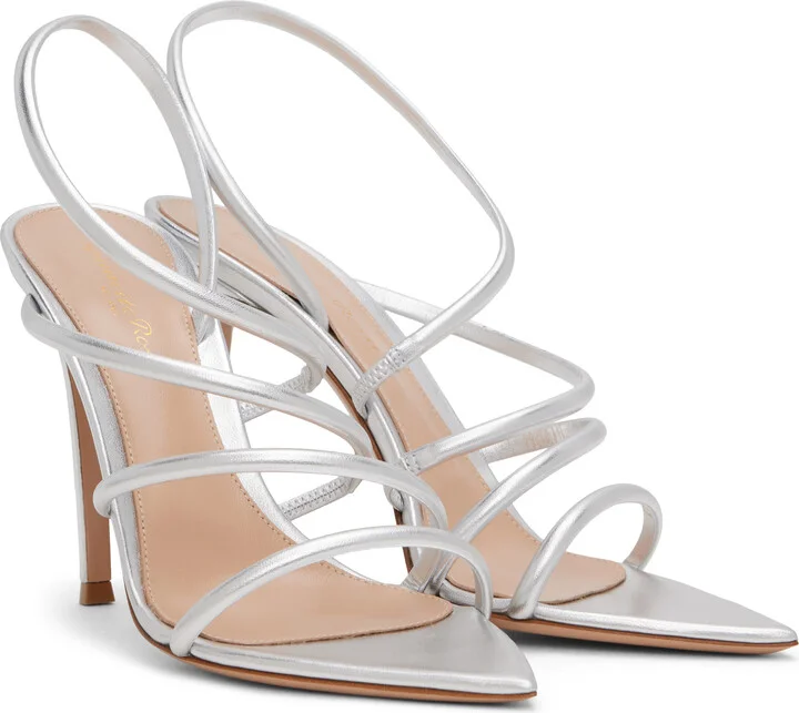 Gianvito Rossi Silver Ettie Heeled Sandals - Image 4