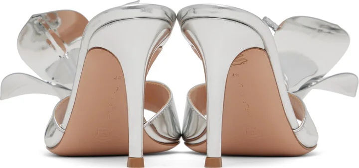 Gianvito Rossi Silver Flower Heeled Sandals - Image 2