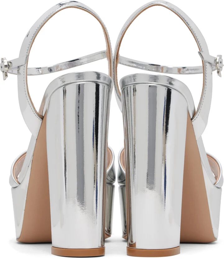 Gianvito Rossi Silver Marlena Heeled Sandals - Image 2