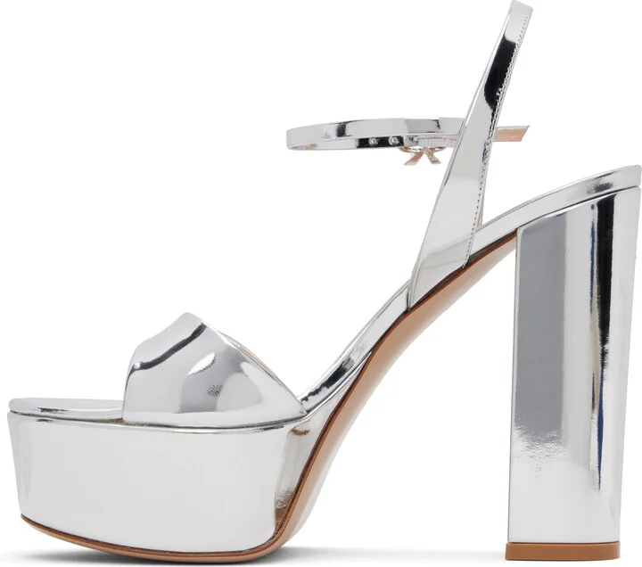 Gianvito Rossi Silver Marlena Heeled Sandals - Image 3
