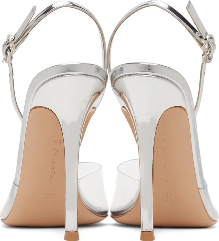Gianvito Rossi Silver Ribbon D'Orsay 105 Heels - Image 2