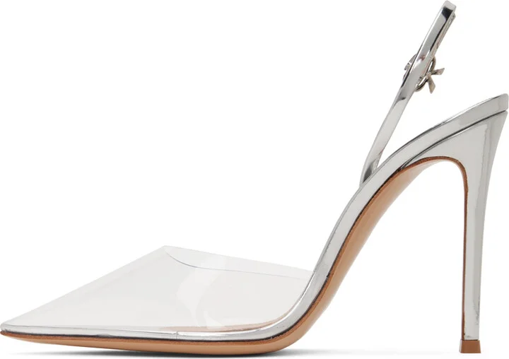 Gianvito Rossi Silver Ribbon D'Orsay 105 Heels - Image 3