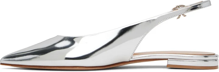 Gianvito Rossi Silver Robbie Sling 05 Ballerina Flats - Image 3