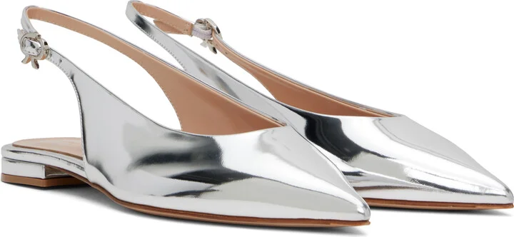 Gianvito Rossi Silver Robbie Sling 05 Ballerina Flats - Image 4
