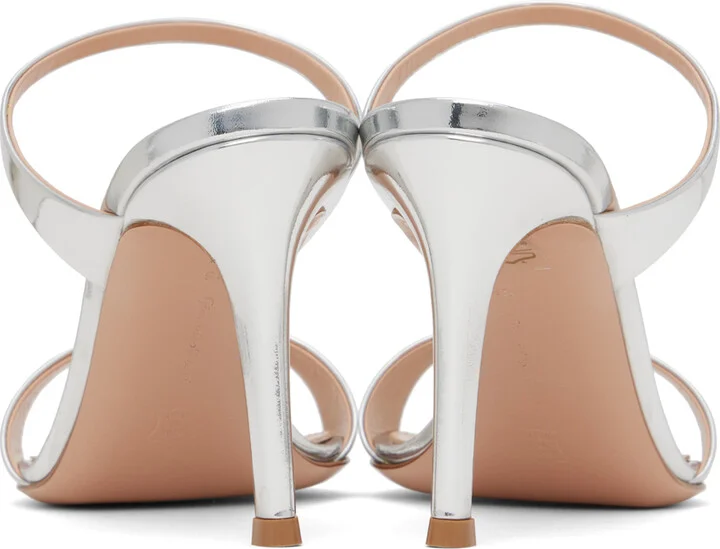 Gianvito Rossi Silver Strappy Heeled Sandals - Image 2