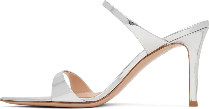 Gianvito Rossi Silver Strappy Heeled Sandals - Image 3
