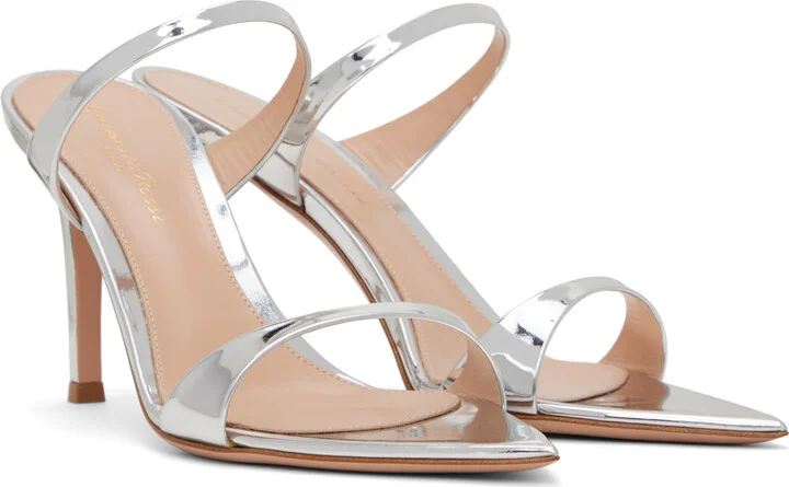 Gianvito Rossi Silver Strappy Heeled Sandals - Image 4