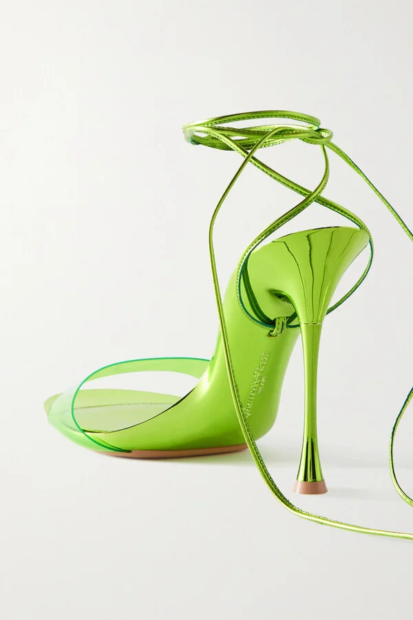 Gianvito Rossi - Spice Glass 95 Leather And Pvc Sandals - Green - Image 3