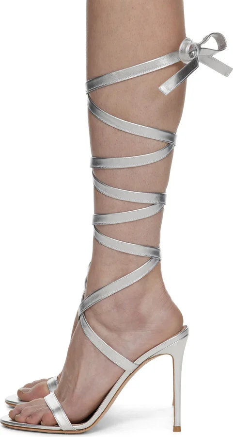 Gianvito Rossi SSENSE Exclusive Silver Heeled Sandals - Image 3