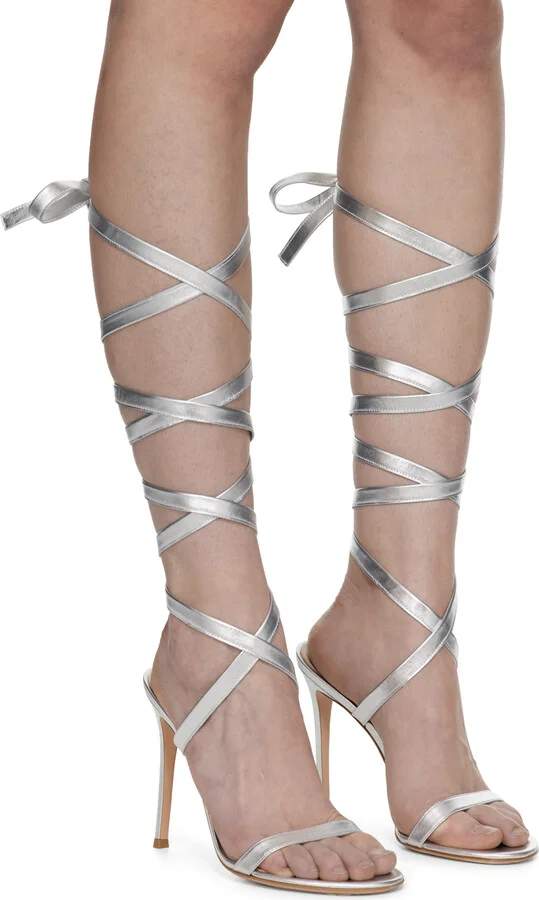 Gianvito Rossi SSENSE Exclusive Silver Heeled Sandals - Image 4