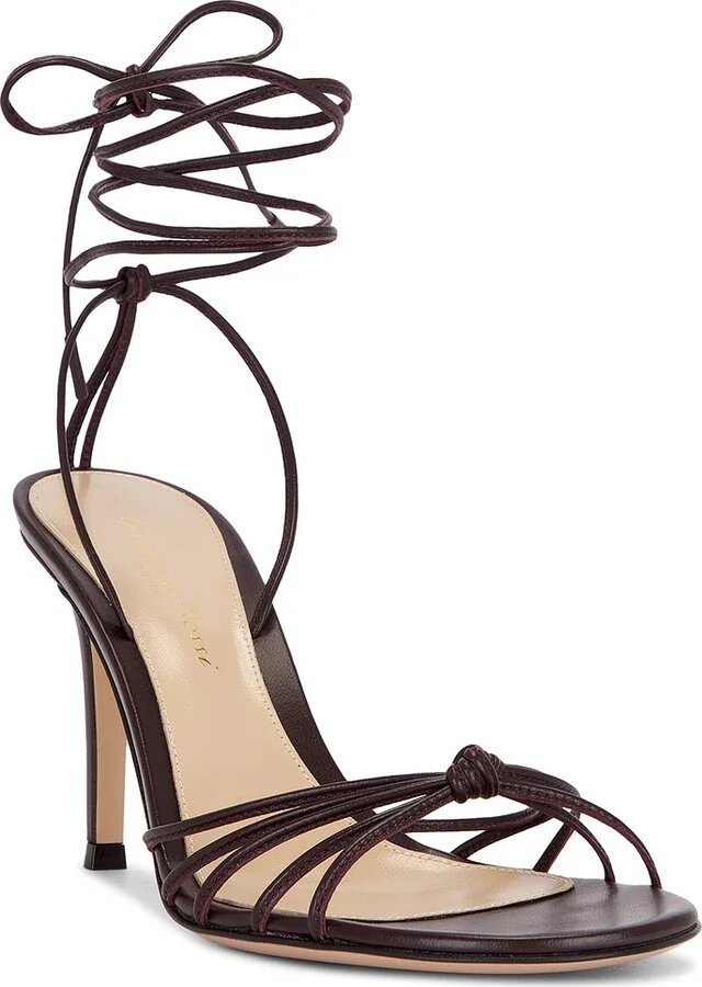 Gianvito Rossi Strappy Heeled Sandal in Burgundy - Image 2
