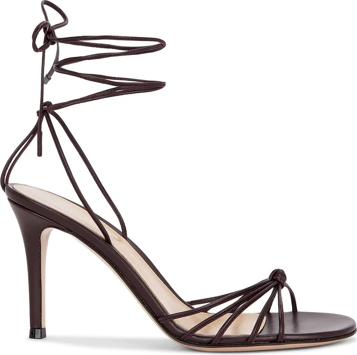 Gianvito Rossi Strappy Heeled Sandal in Burgundy