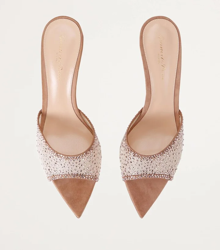 Gianvito Rossi Suede Embellished Rania Mules 85 - Image 4