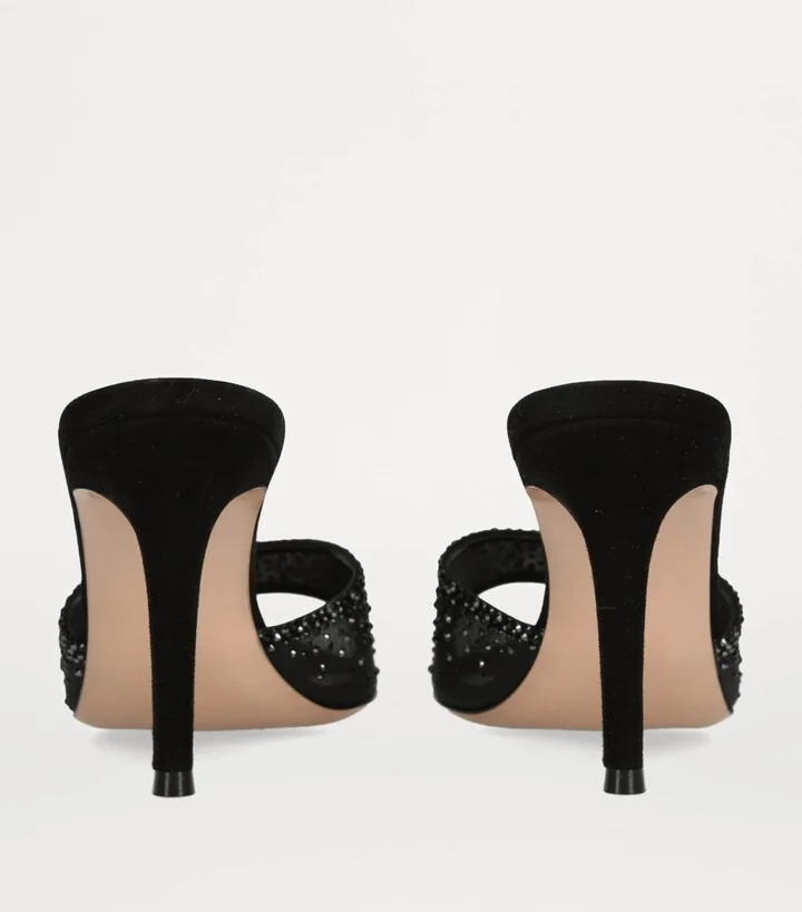 Gianvito Rossi Suede Embellished Rania Mules 85 - Image 2