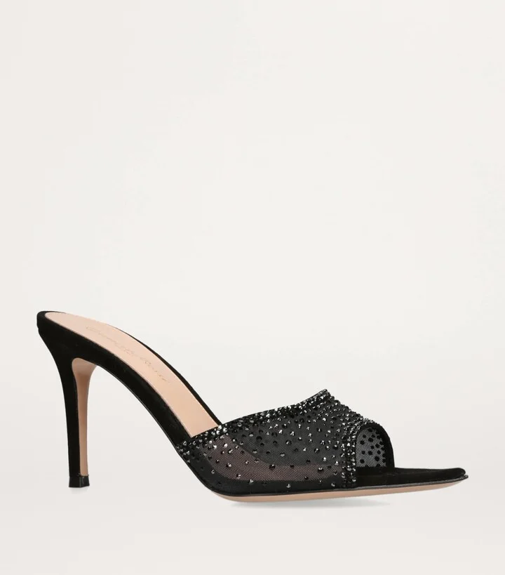Gianvito Rossi Suede Embellished Rania Mules 85 - Image 3