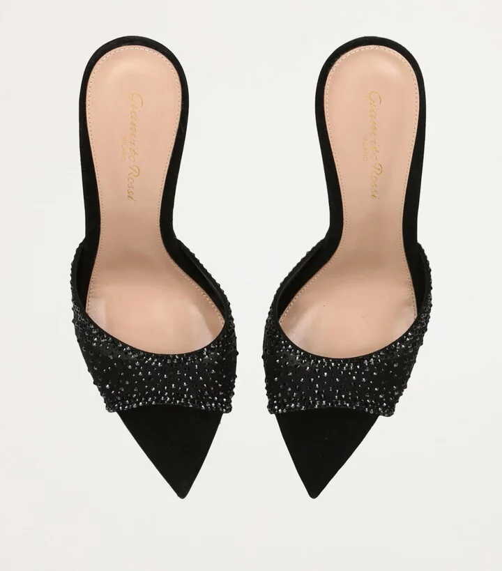 Gianvito Rossi Suede Embellished Rania Mules 85 - Image 4