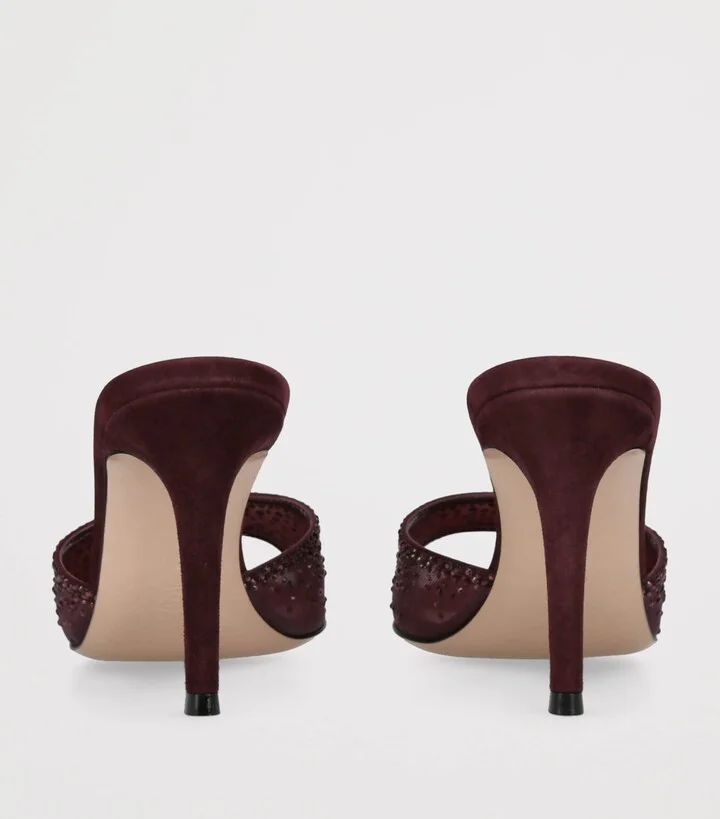 Gianvito Rossi Suede Embellished Rania Mules 85 - Image 2