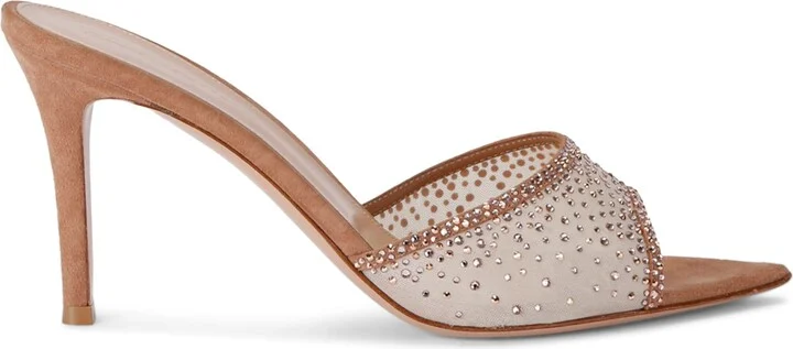 Gianvito Rossi Suede Embellished Rania Mules 85