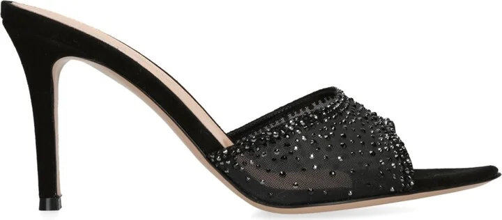 Gianvito Rossi Suede Embellished Rania Mules 85