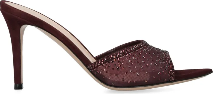 Gianvito Rossi Suede Embellished Rania Mules 85