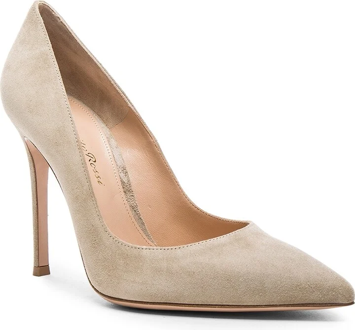 Gianvito Rossi Suede Gianvito Heels in Neutral - Image 2