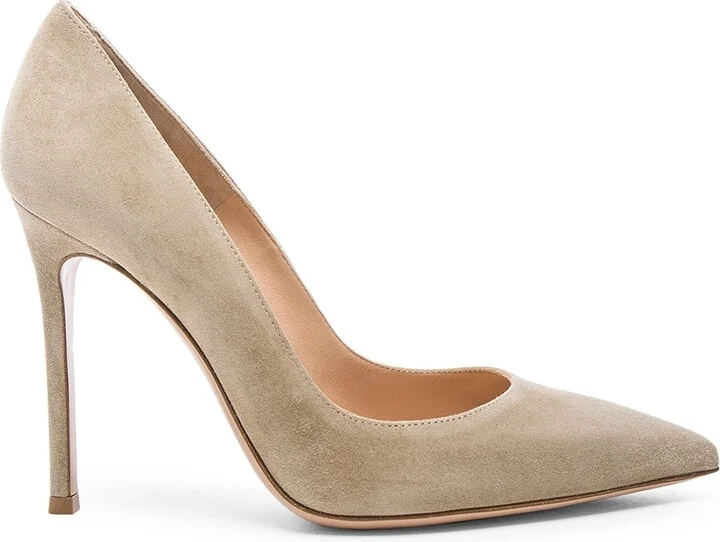 Gianvito Rossi Suede Gianvito Heels in Neutral