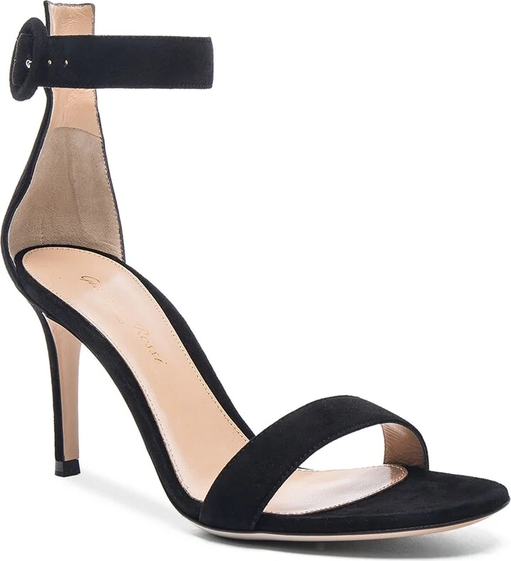 Gianvito Rossi Suede Portofino Heels in Black - Image 2