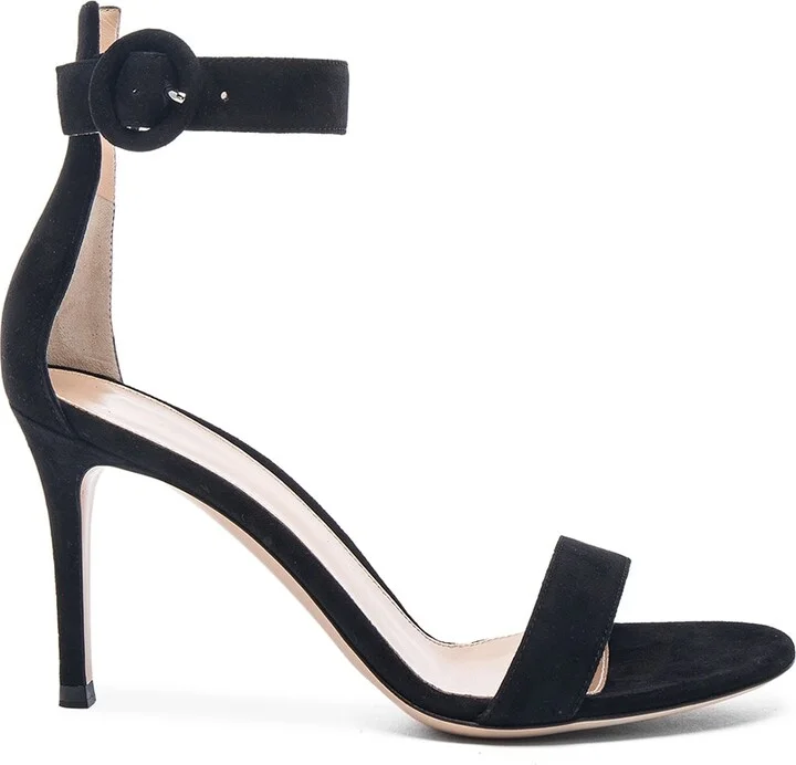 Gianvito Rossi Suede Portofino Heels in Black