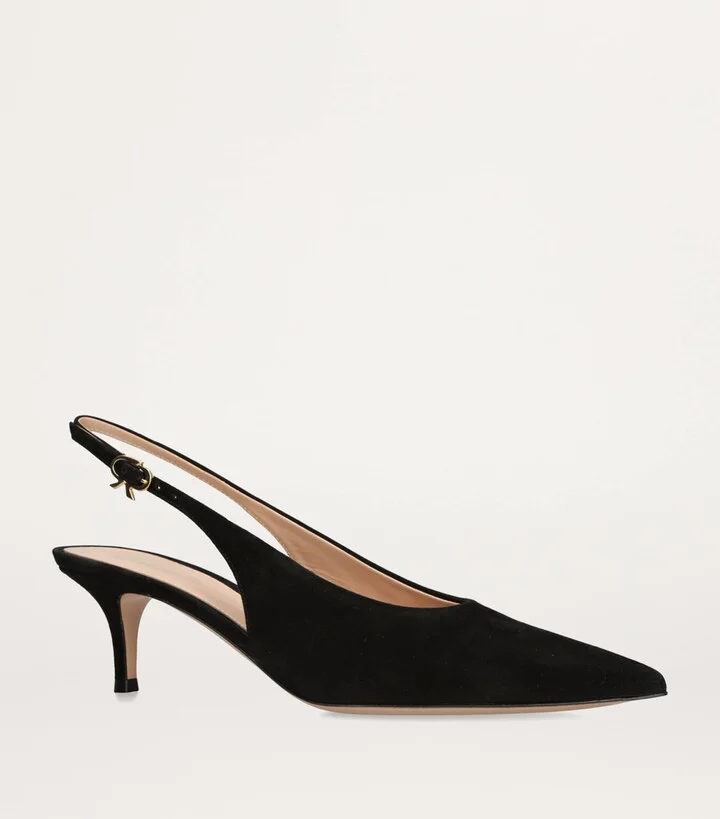 Gianvito Rossi Suede Robbie Slingback Pumps 55 - Image 3