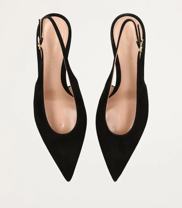 Gianvito Rossi Suede Robbie Slingback Pumps 55 - Image 4