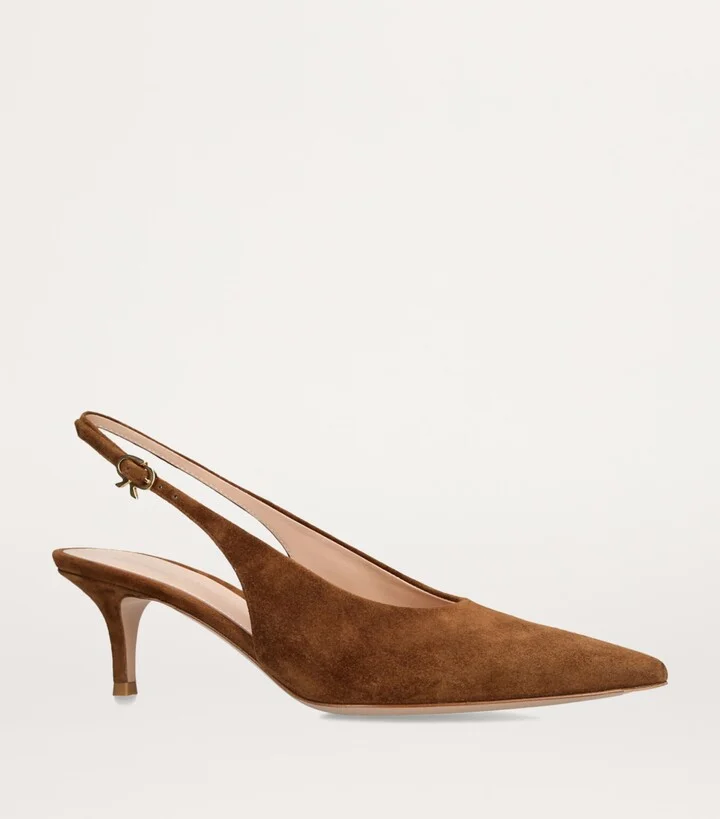 Gianvito Rossi Suede Robbie Slingback Pumps 55 - Image 3