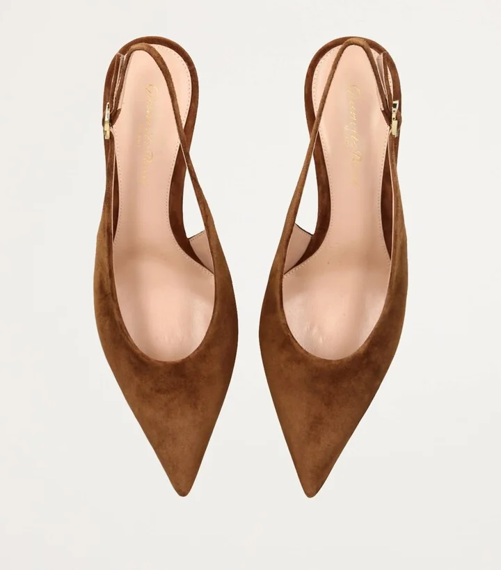Gianvito Rossi Suede Robbie Slingback Pumps 55 - Image 4