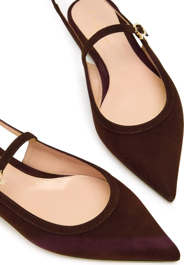 Gianvito Rossi Suede Slingback Flats - Image 3
