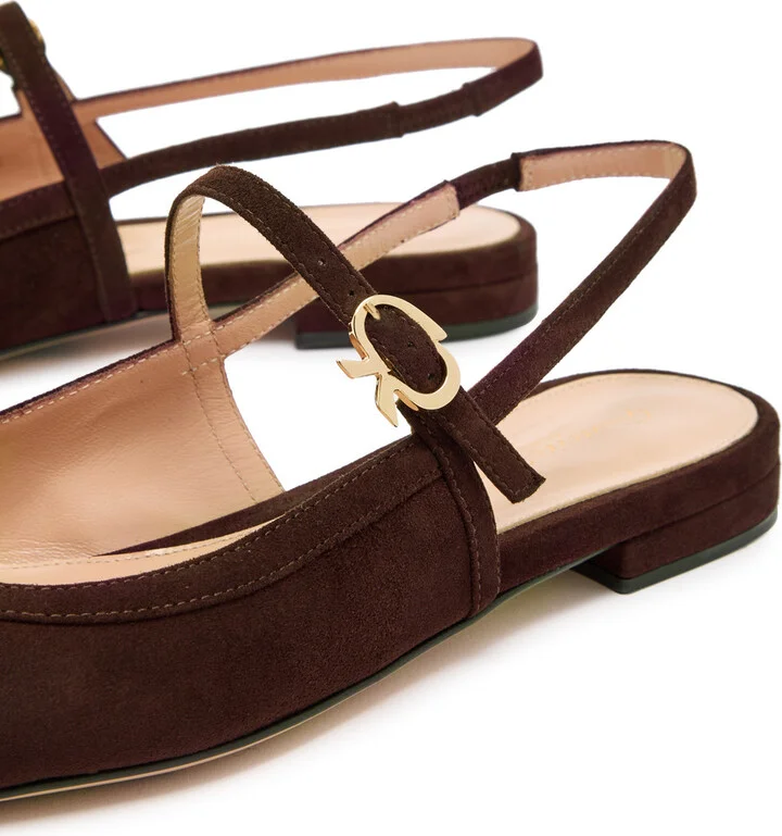 Gianvito Rossi Suede Slingback Flats - Image 4