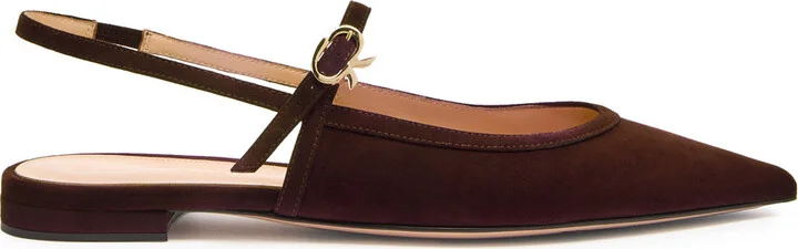 Gianvito Rossi Suede Slingback Flats