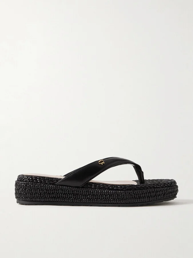 Gianvito Rossi - Tahiti 40 Leather Platform Flip Flops - Black
