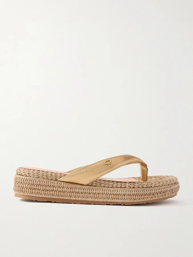 Gianvito Rossi - Tahiti 40 Metallic Leather Platform Flip Flops - Gold