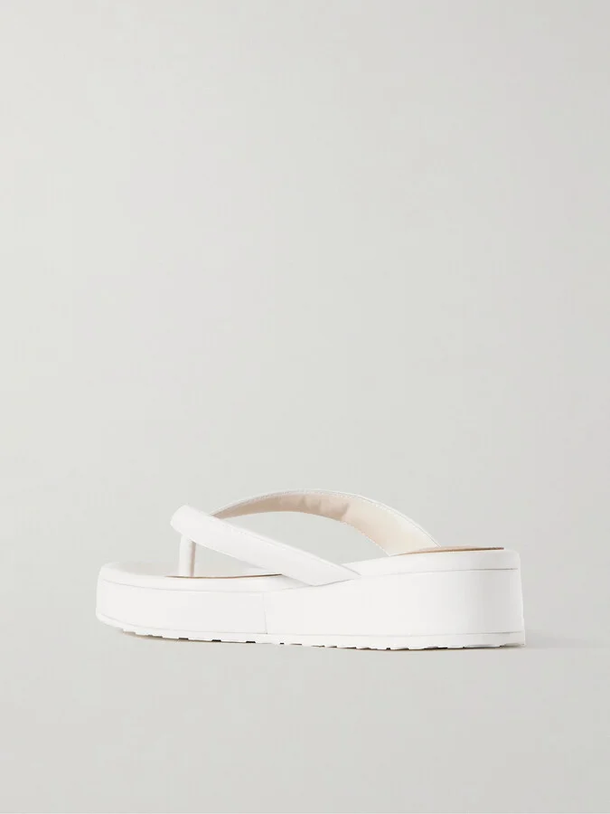 Gianvito Rossi - Tahiti Leather Platform Flip Flops - White - Image 3