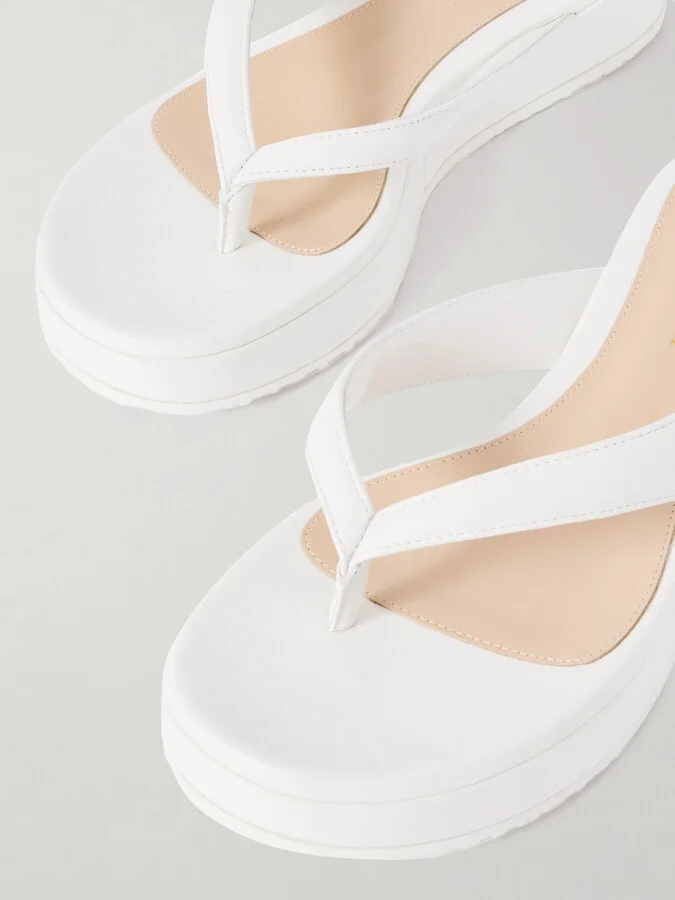 Gianvito Rossi - Tahiti Leather Platform Flip Flops - White - Image 4