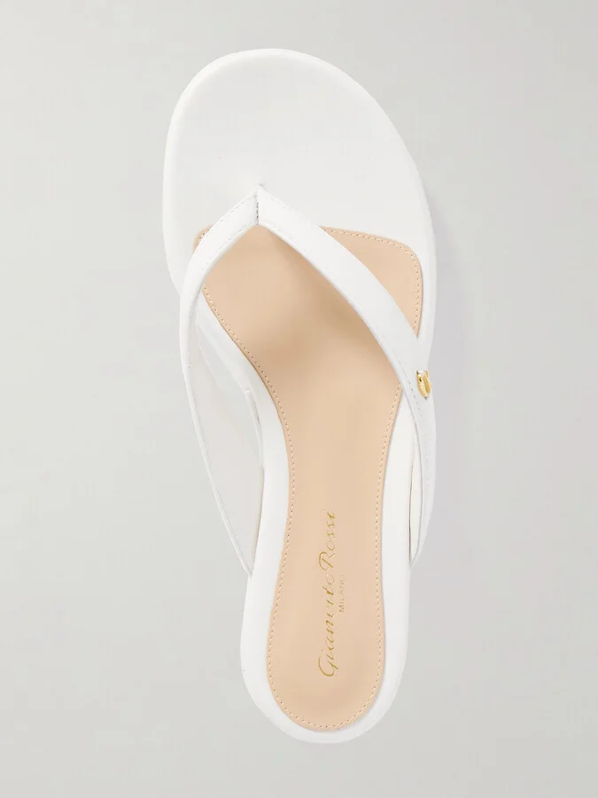 Gianvito Rossi - Tahiti Leather Platform Flip Flops - White - Image 5