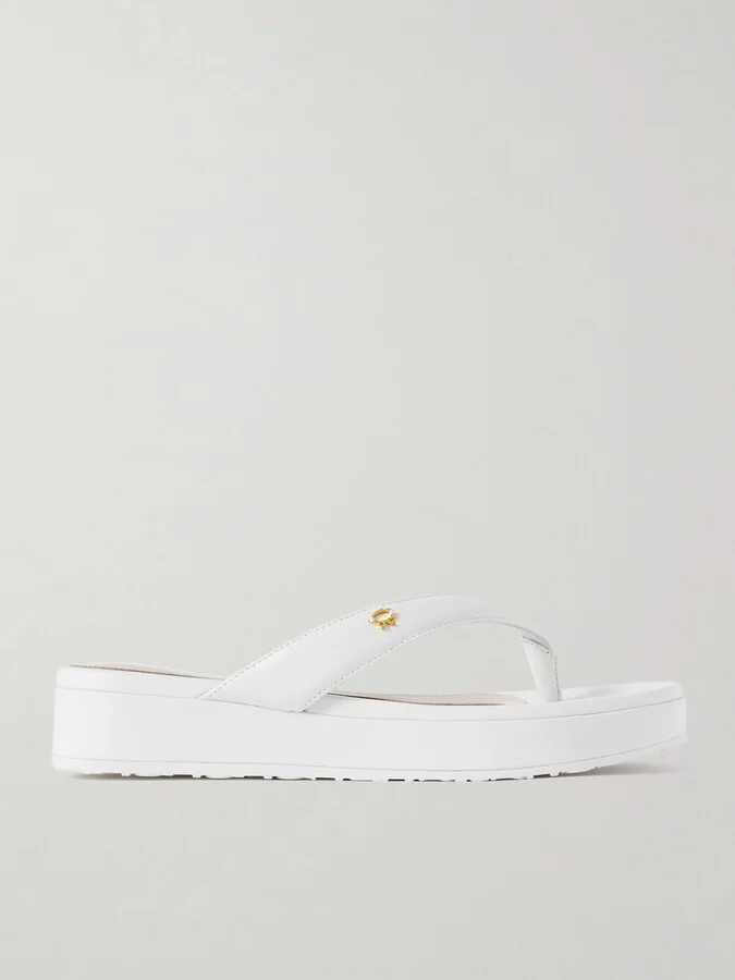 Gianvito Rossi - Tahiti Leather Platform Flip Flops - White