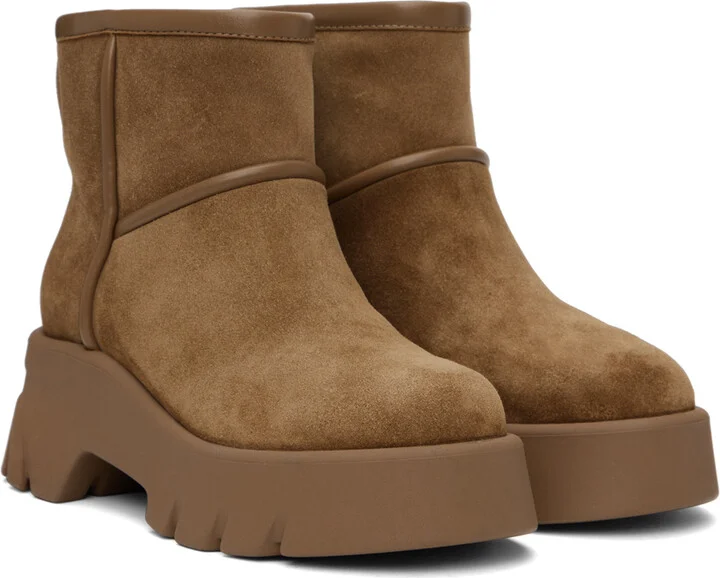 Gianvito Rossi Tan Shearling Ankle Boots - Image 4