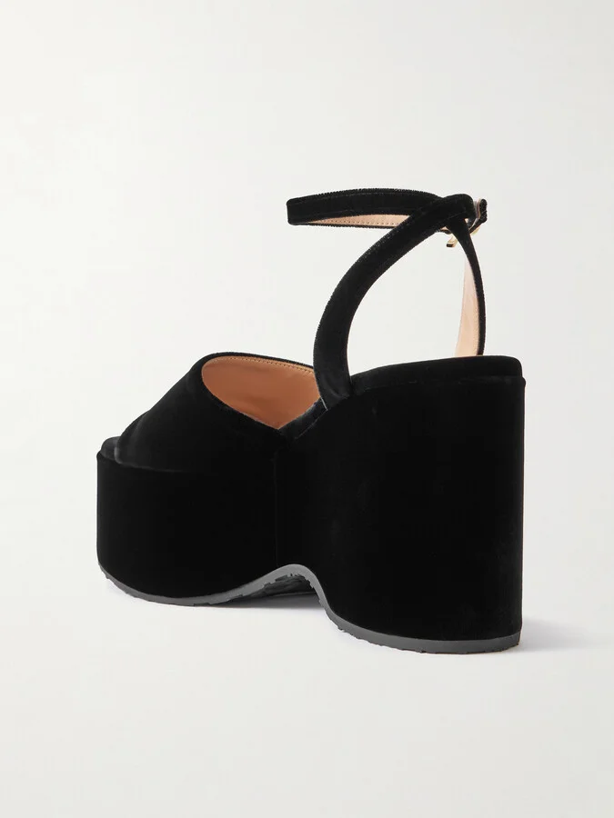 Gianvito Rossi - Thalia 105 Velvet Platform Sandals - Black - Image 3