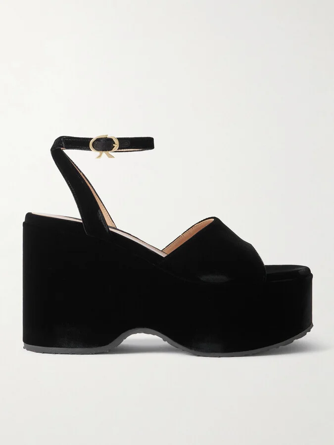 Gianvito Rossi - Thalia 105 Velvet Platform Sandals - Black